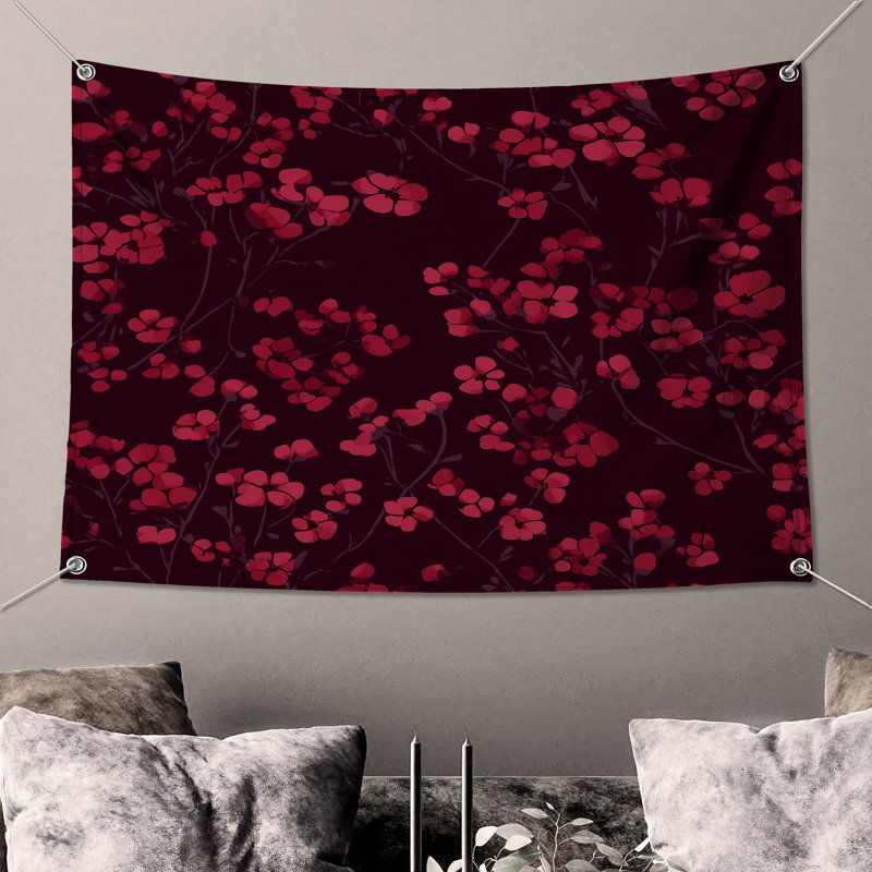 Tapisserie murale florale - Décoration murale nature, 50in H x60in W with 4 Grommets