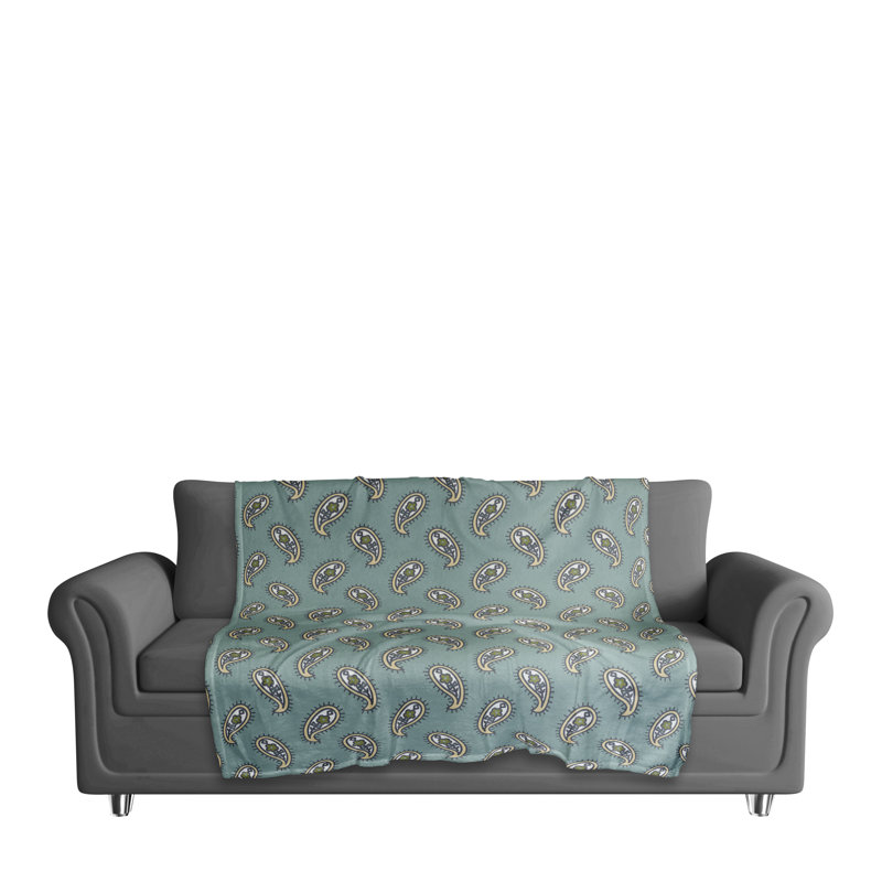 Jeté à motif cachemire, Vert / Beige