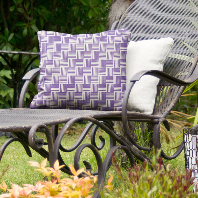 Coussin décoratif intérieur / extérieur Teal Basketweave - protégé contre les rayons UV, réversible, 20 po x 20 po, Violet