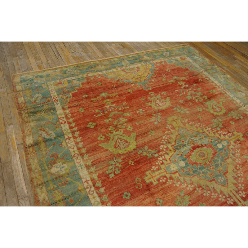 Tapis rustique rustique Oushak de la fin du 19e siècle
