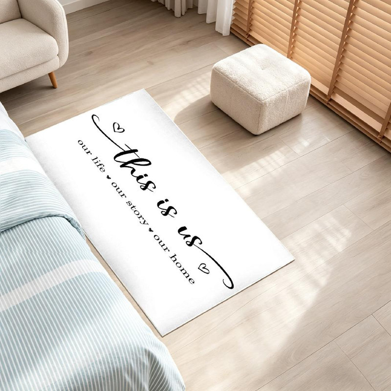 Tapis d'intérieur blanc lavable à la machine Story Home, Rectangle 32" x 47"