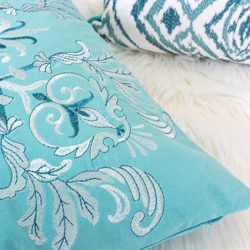 Umabel Damask Throw Pillow, Turquoise