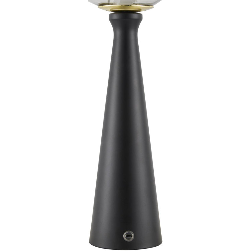 Iron Table Lamp with Glass Shade, Black, Clear White