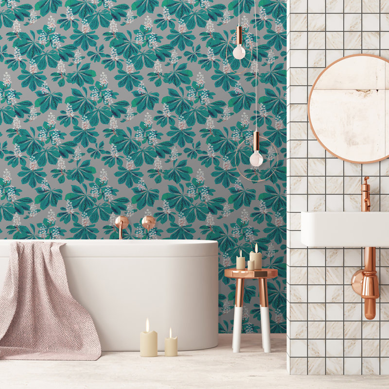 Paule Marrot Floral Wallpaper Double Roll, Gray