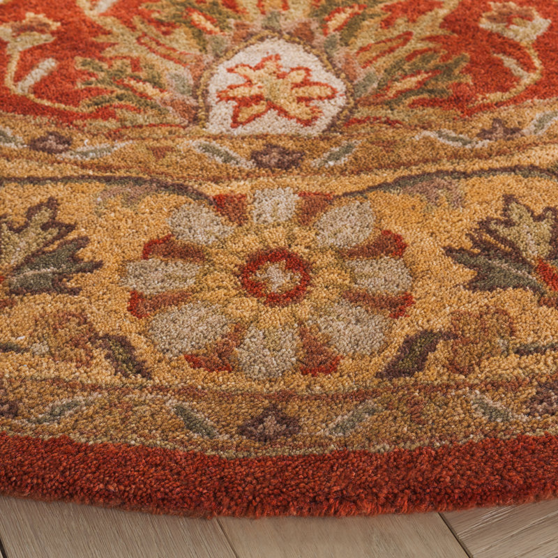Dunbar Hand Tufted Wool/Cotton/Latex Oriental Rug in Gold/Rust, Round 6'