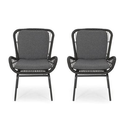 Stylish Club Chairs With Weave And Strong Iron Frame Long-Lasting Woven Seat Stable Construction