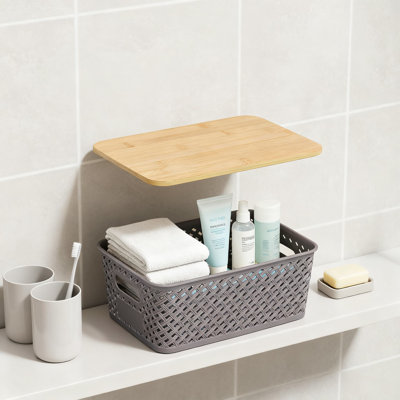 Bacs de rangement empilables avec - Paniers de rangement décoratifs ventilés pour le bureau à domicile