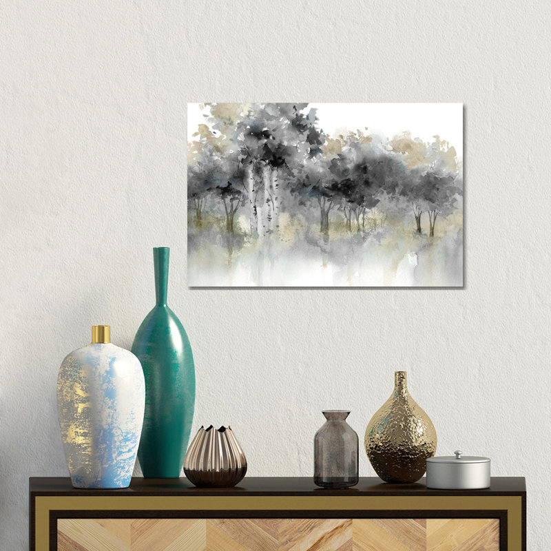 Water's Edge I - Noir et or 6 pièces, H 12 po x l 18 po, Toile tendue
