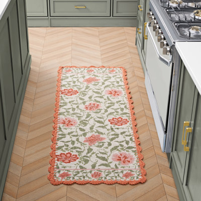 Laura Ashley Moored Garden Floral Machine Washable Cotton Slub Rugs