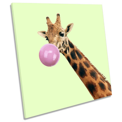 Giraffe Bubble Gum - Wrapped Canvas Print