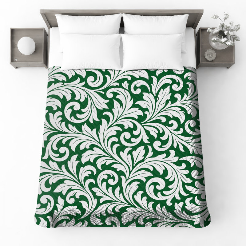 Couvre-lit matelassé blanc à motif floral, Très grand lit