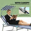 Folding Chaise Lounge Chair With Detachable&Adjustable Awning