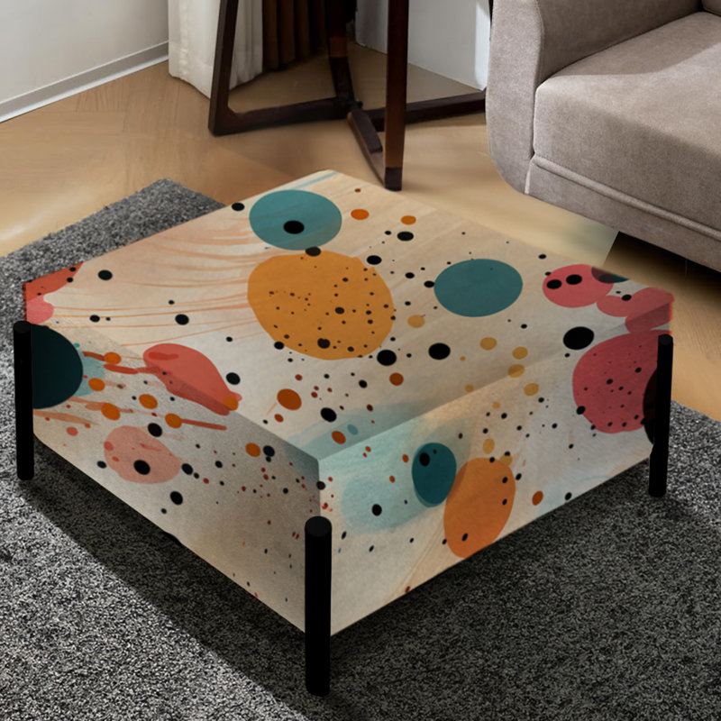 Motif à pois Bohème Vibes - Grand repose-pieds carré à pois