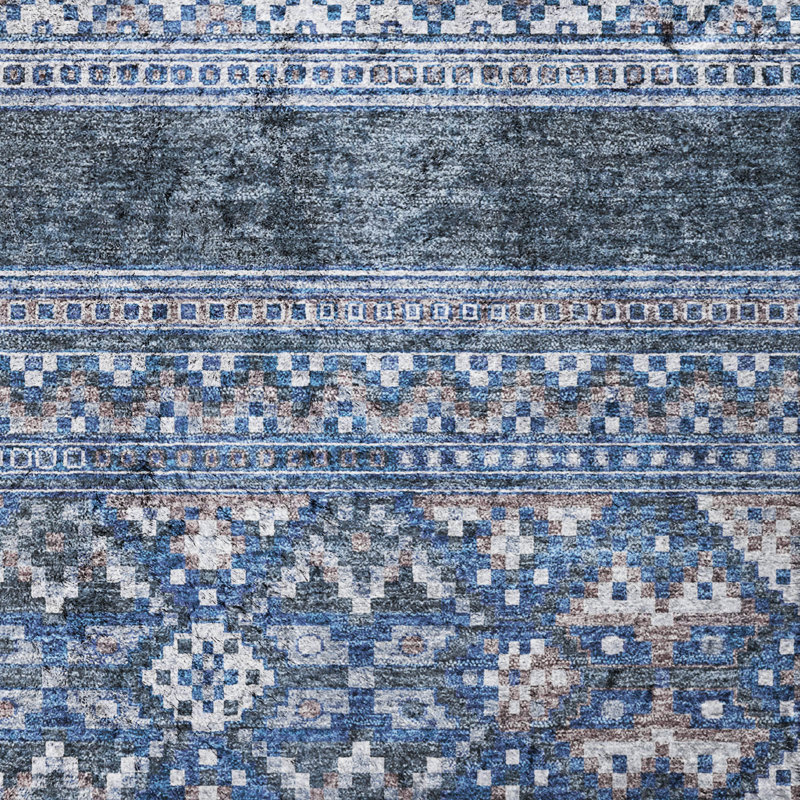 Premium Machine Washable Dream Shag ADS714 Southwest Rug, Marine, 8 pi x 10 pi