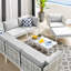 Ensemble de canapé modulaire d'extérieur en aluminium à tissage panier de 10 pièces Harmony par Modway-58125807-58125806