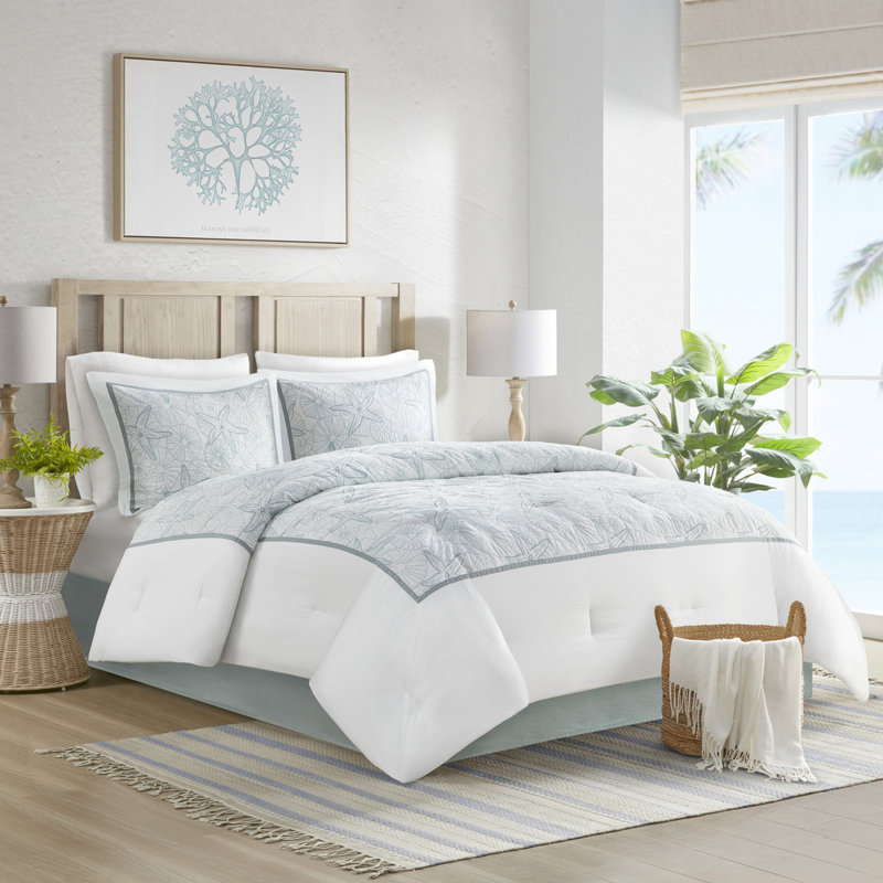 Édredon double - 100% coton blanc avec jupe de lit et taies décoratives 200 fils