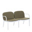Ensemble de conversation d'extérieur 3 pièces avec coussins, structure blanche et tissu vert Luna