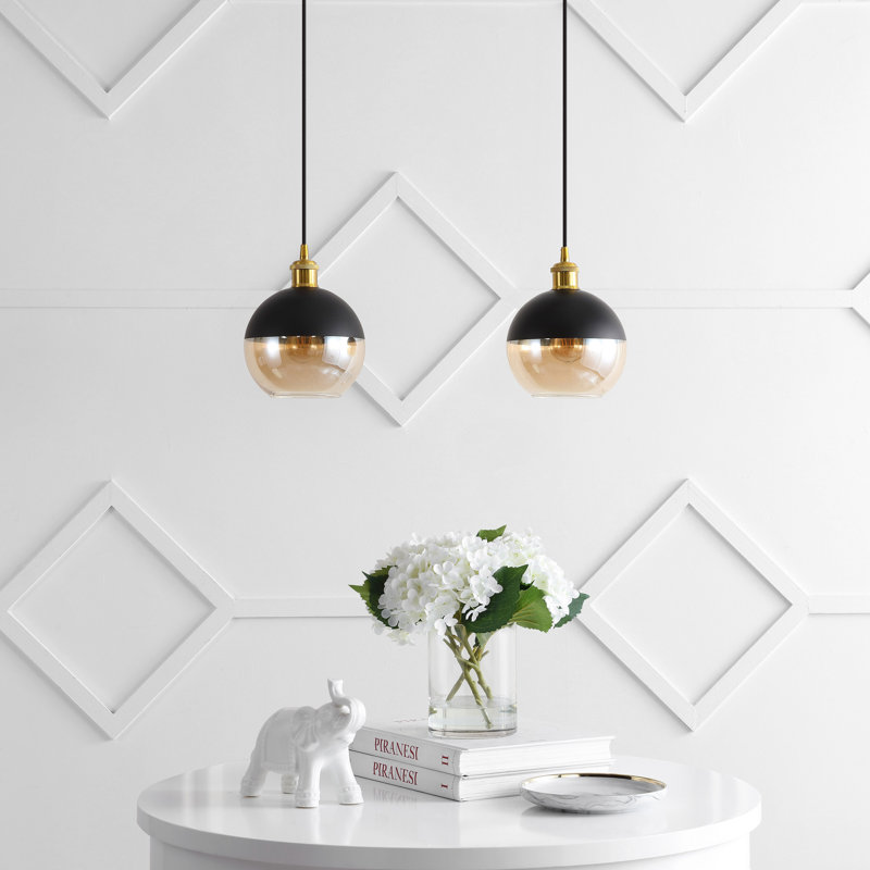 Luminaire suspendu sphérique ajustable 1 lumière en métal \/ verre Mid-Century moderne 7,5 po Shidler
