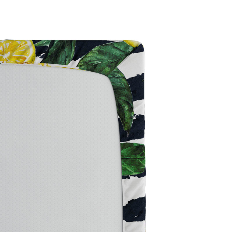 Drap-housse à rayures refreshing citrons, Drap-housse de taille simple
