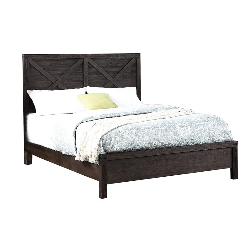 Tête de lit pour grand lit, lit de style contemporain rustique, Espresso