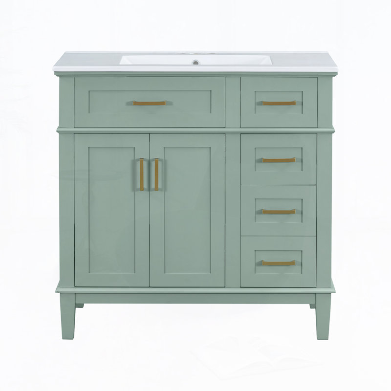 Meuble-lavabo moderne 36 "avec lavabo en céramique, Vert