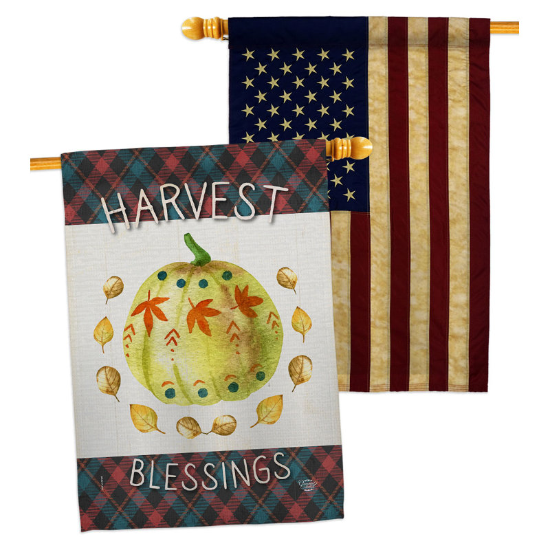 Double Sided 40'' H x 28'' W Polyester Thanksgiving House Flag