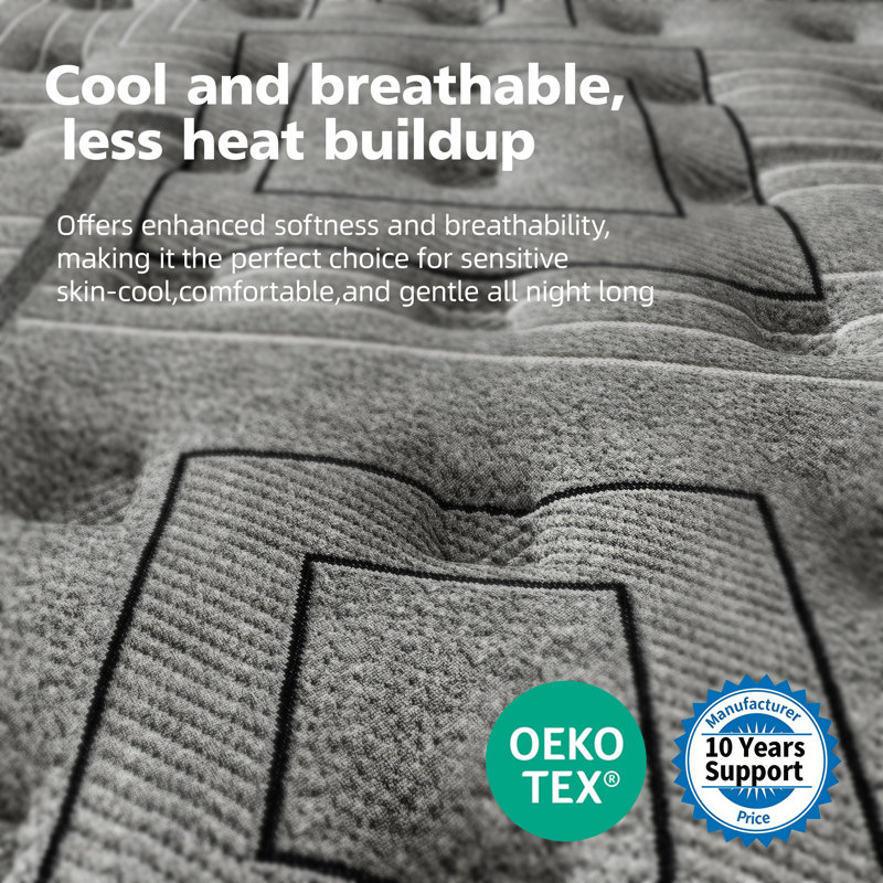 Hybrid Mattress Quilted Memory Foam Top & Individually Pocketed Springs for Motion Isolation & Deep Sleep in Bedroom, King
