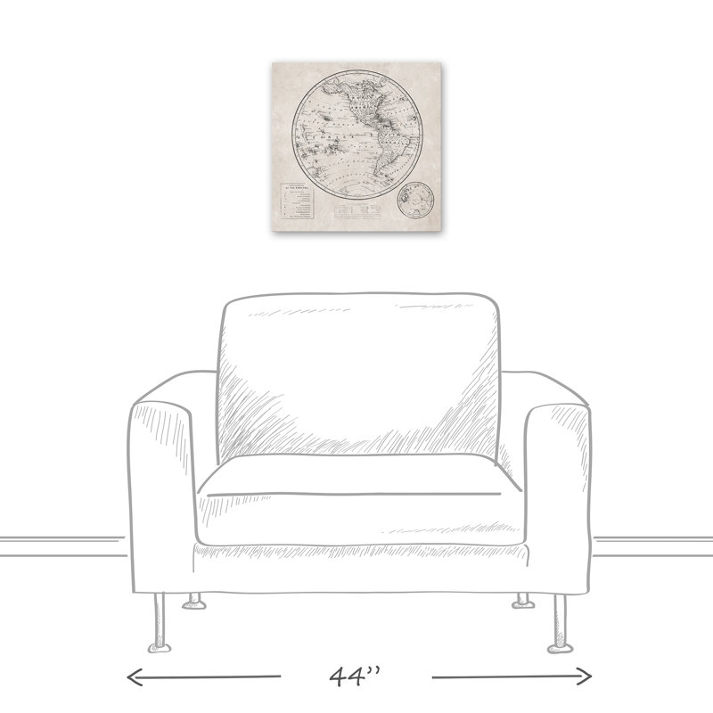 « round map map patined world map », impression sur toile