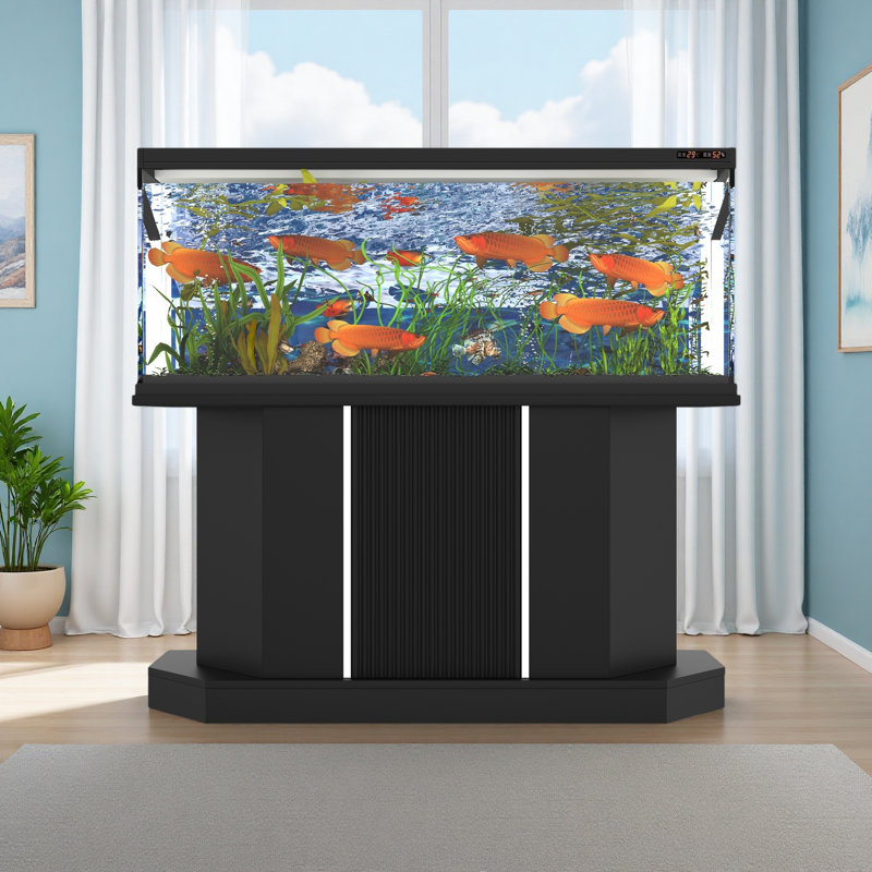 Support pour aquarium moderne de 55 à 75 gallons avec prise de courant (4 ports AC 2 ports USB), support d'aquarium robuste avec rangement pour aquarium