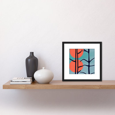 Dark Tree Outline Pattern Detail Two Suns - Single Picture Frame Painting