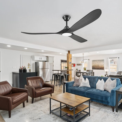 Ventilateur de plafond intelligent de 152 cm avec éclairage, pales en bois massif, moteur CC silencieux et écoénergétique, éclairage DEL à intensité variable 3CCT, ventilateur de plafond de style ferme moderne pour salon, salle à manger et espaces intérieurs