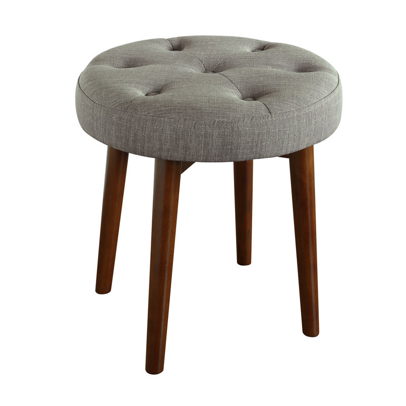 Elle Decor Penelope Round Tufted Stool, Storm Gray