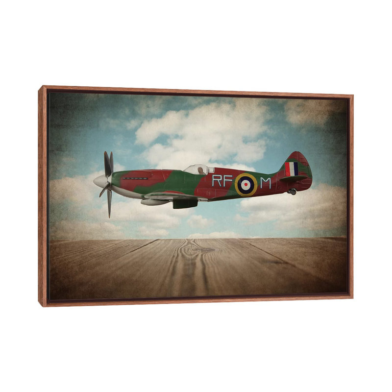 Spitfire - Print on Canvas, 66.04 cm H x 45.72 cm W, Classic Brown Wood Framed
