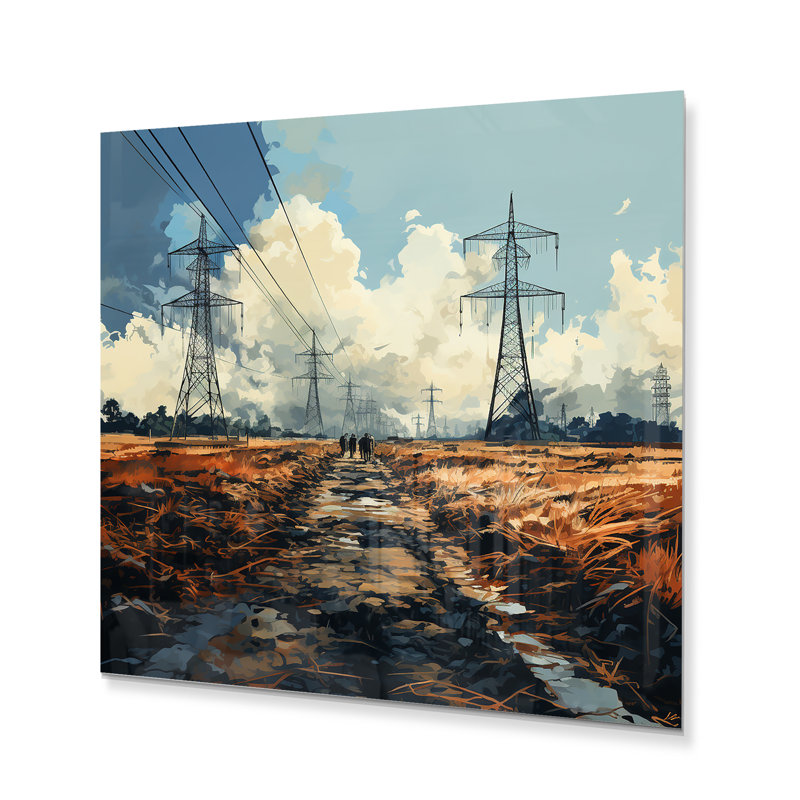 "Dessin d'une ligne électrique" sur, H 24 po x l 24 po x P 1 po