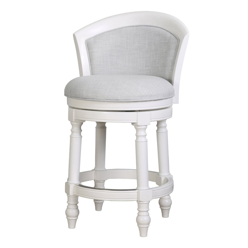 Tino Low Back Wood Swivel Stool, Counter Stool (26" Seat Height), Farmhouse White