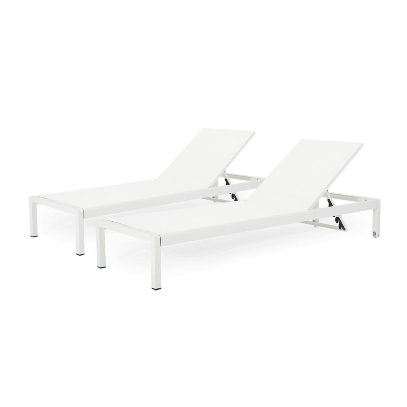 Ensemble de 2 chaises longues de patio, chaise longue d'extérieur blanche Kd, chaise longue de piscine résistante aux intempéries pour la cour, la terrasse et le bord de la piscine