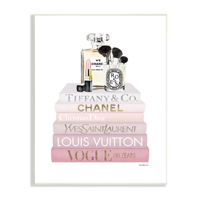 " Deluxe Fragrance And Cosmetics Glam Pink Bookstack " by Amanda Greenwood Painting Print