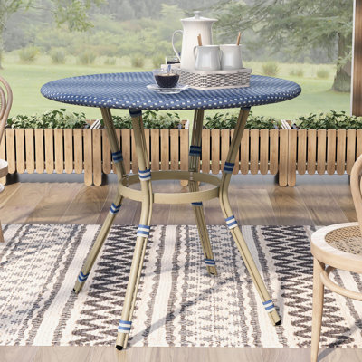 Table de salle à manger d'extérieur en aluminium et osier Canaday