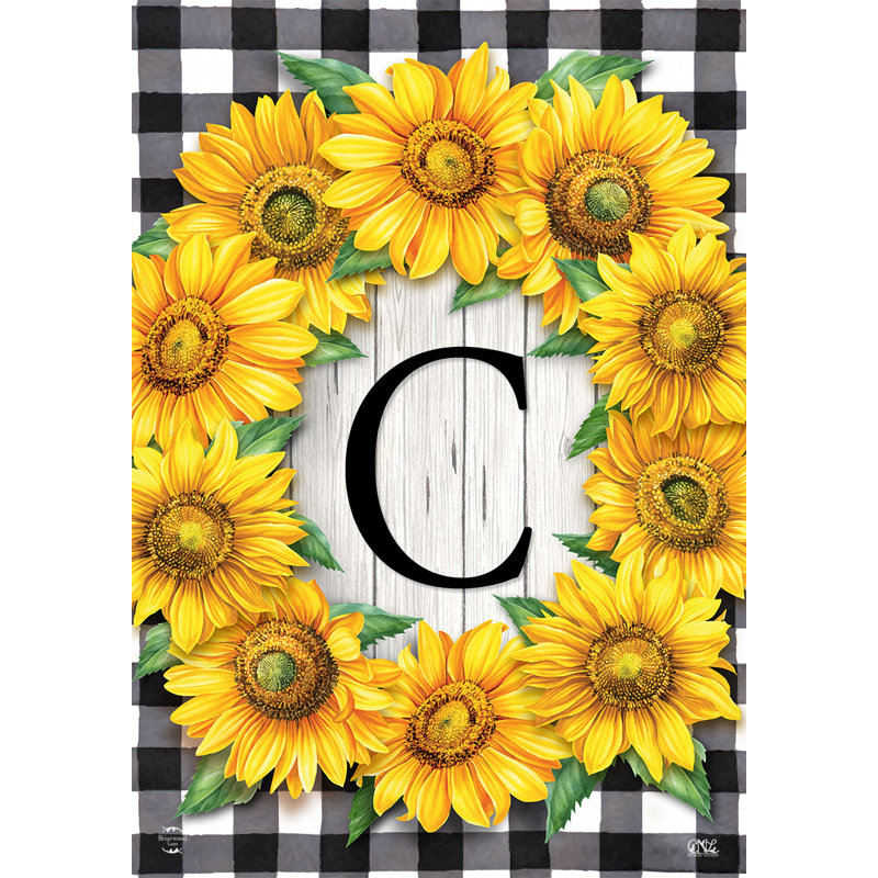 Drapeau de jardin tournesols monogramme C