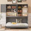 Lit escamotable mural simple avec armoire supérieure, tablettes, lit pliable peu encombrant avec lumière et USB-363132287