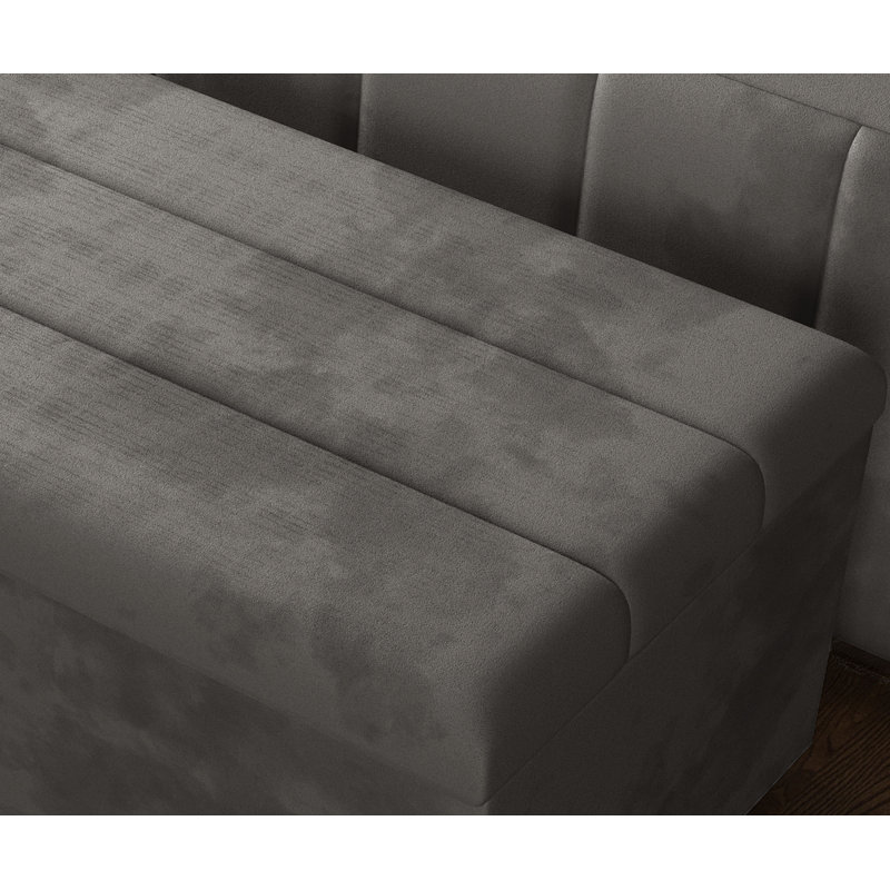 Airiona 102cm Wide Rectangle Striped Standard Ottoman with Storage, Grey