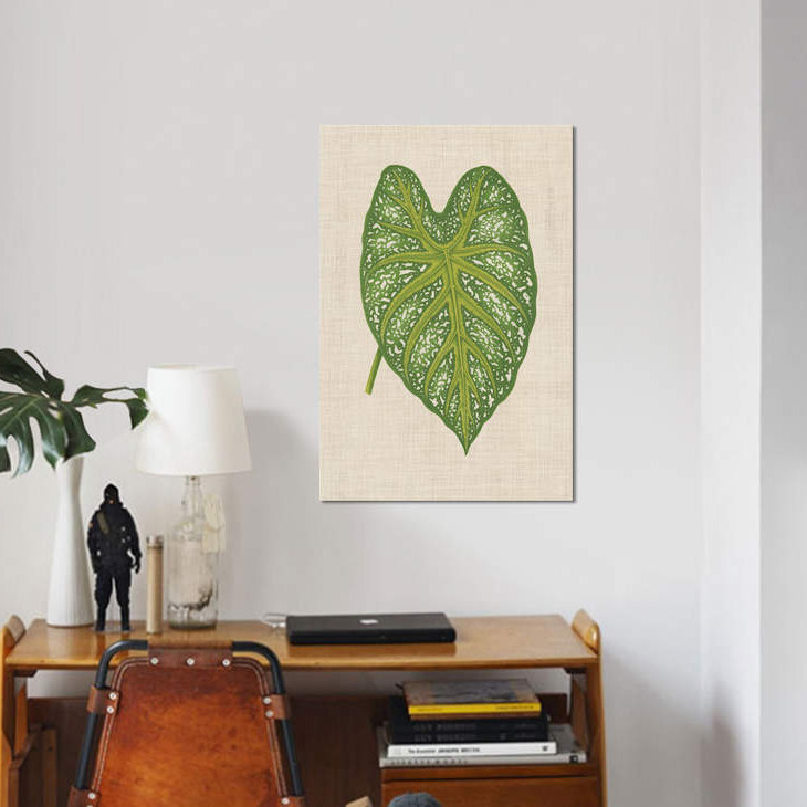 « leaves on linen i », impression sur toile, H 12 po x l 8 po x P 0,75 po, Toile tendue