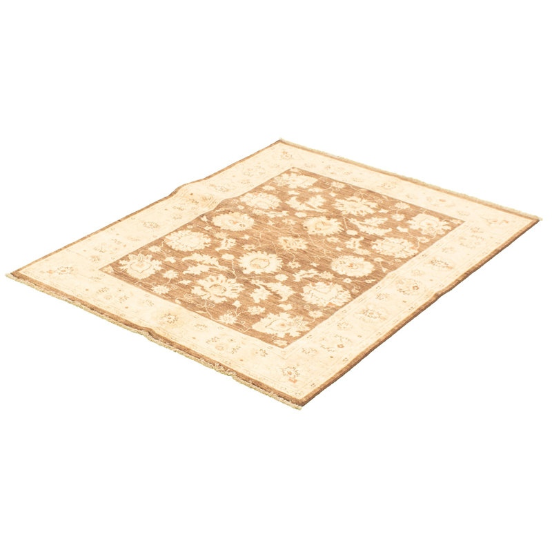 Tapis zone en laine beige/brun 4 pi 10 po x 6 pi 7 po one-of-a-kind à la main noué la 2010 chobi Erwan