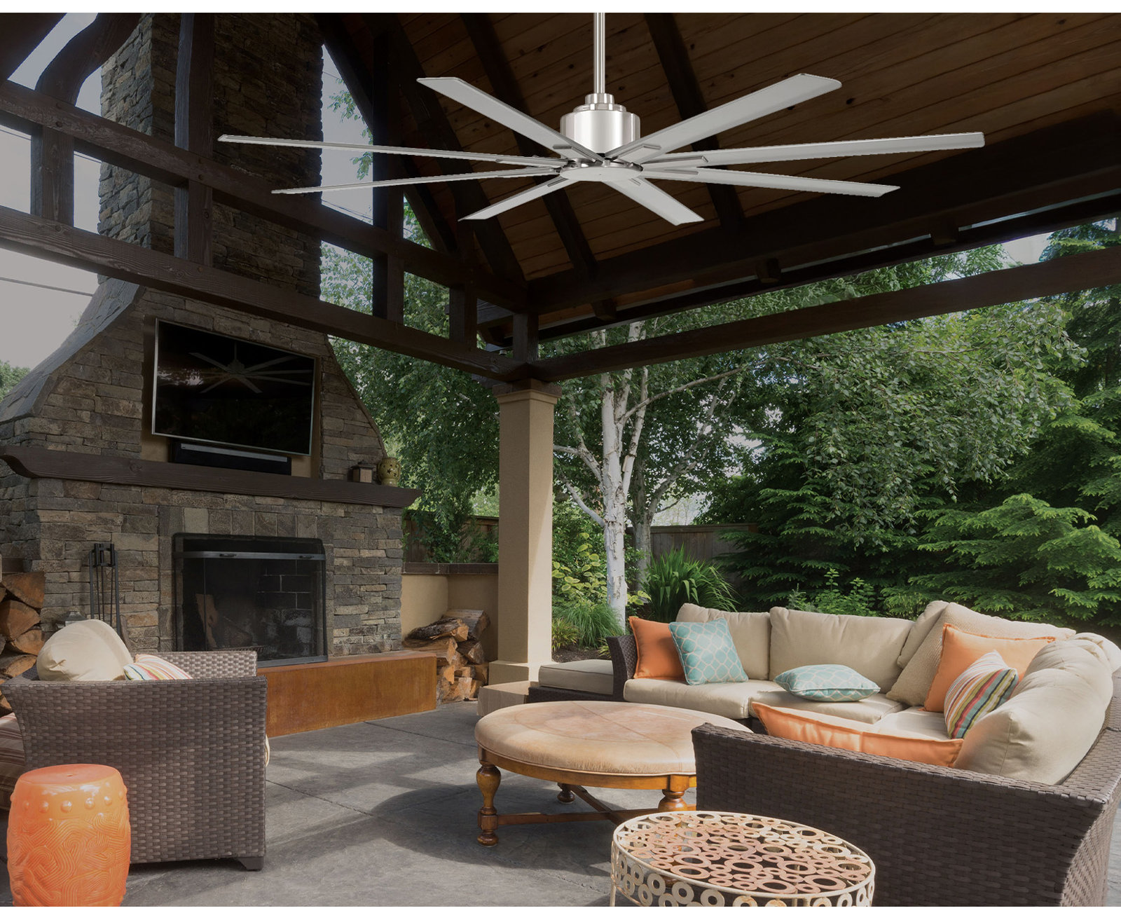 Xtreme Outdoor Smart Ceiling Fan, 65" Wide, Brushed Nickel Wet