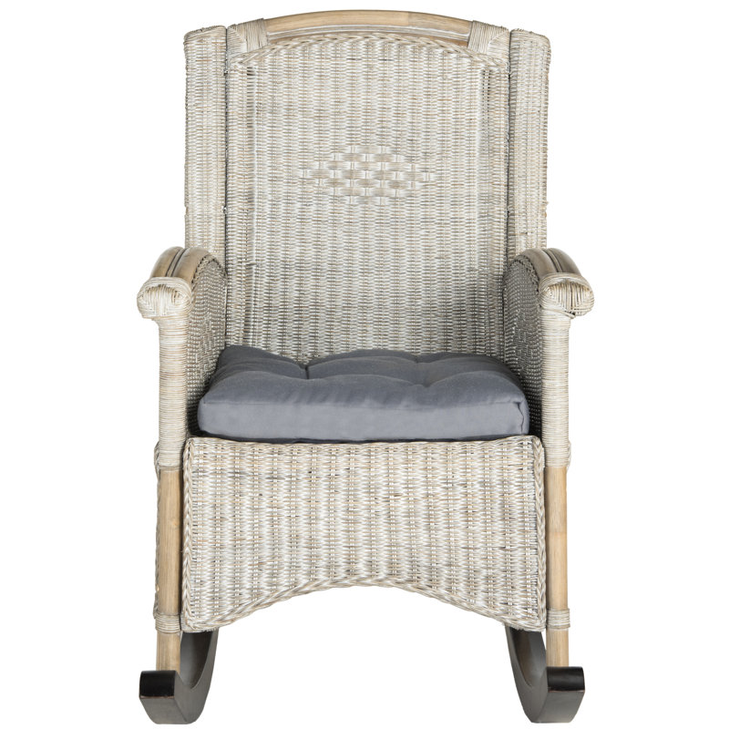 Chaise berçante en osier / rotin avec coussins Salters, Gris antique