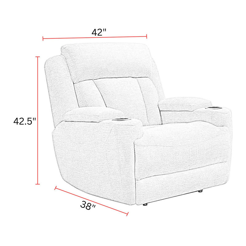 Pul 42" Wide Power Recliner with Adjustable Headrest and Pillow Top Arms, Lucky Fawn