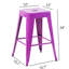 24 tabourets de bar en métal mauve sans dossier de 24 pouces de hauteur comptoir, non empilables, assemblage rapide, facile à nettoyer avec 4 hauteurs, structure détachable et amovible