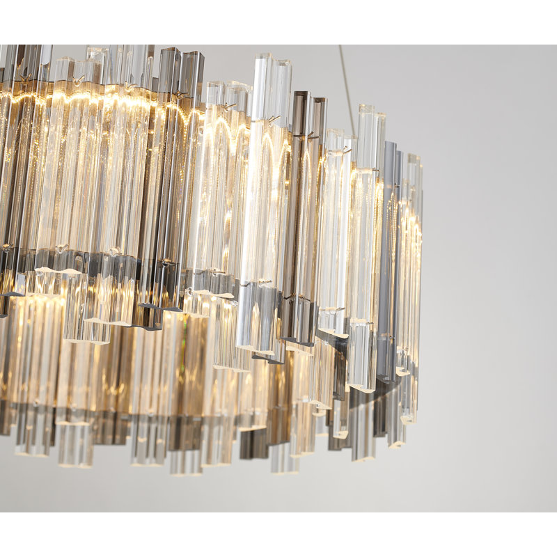 1-Light Chrome LED Pendant With Clear And Smoke Glass Accents