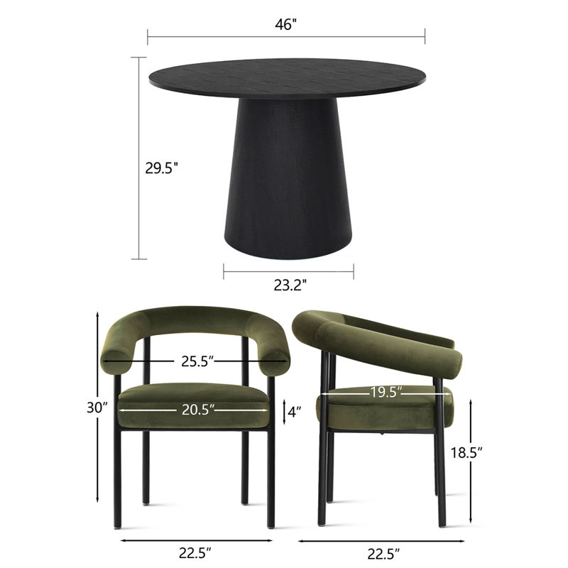Heckman 5-Pieces Round Dining Table Sets, Green