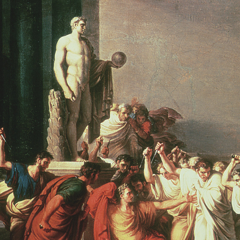 " Death Of Julius Caesar " by Vincenzo Camuccini, 32.25" H x 49.25" W x 1.875" D